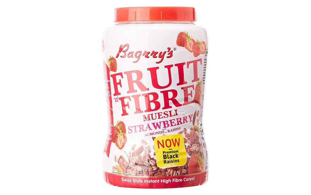 Bagrry's Fruit 'n' Fibre Muesli Strawberry With Almonds & Raisins   Plastic Jar  1 kilogram